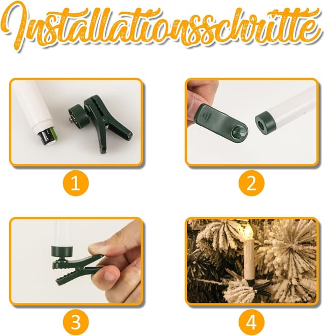 Detalle de Eldnacele 30er LED-Lichterkette mit Kerzenoptik, Fernbedienung, Timer & Dimmer (kabellos)