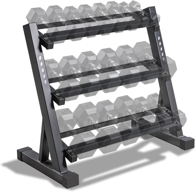 Detalle de Marcy DBR-86 Heavy-Duty Weight Storage Organizer Rack for Dumbbells, Kettlebells & Plates