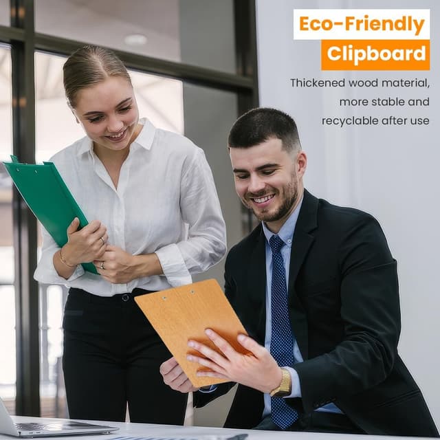 Detalle de OFFCUP lot de 5 porte-blocs A5 avec pince en bois et clip métallique