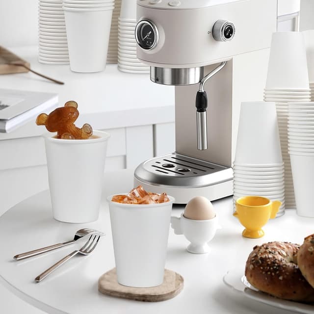 Detalle de Clawsoff 300-Count 12 oz Disposable Paper Coffee Cups (Leak-Resistant, Thickened White Cups)