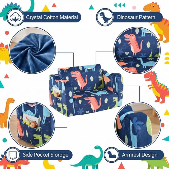 Thumbnail 6 de ONEKUKA Kids Sofa Couch 2-in-1 Toddler Bed 🎄