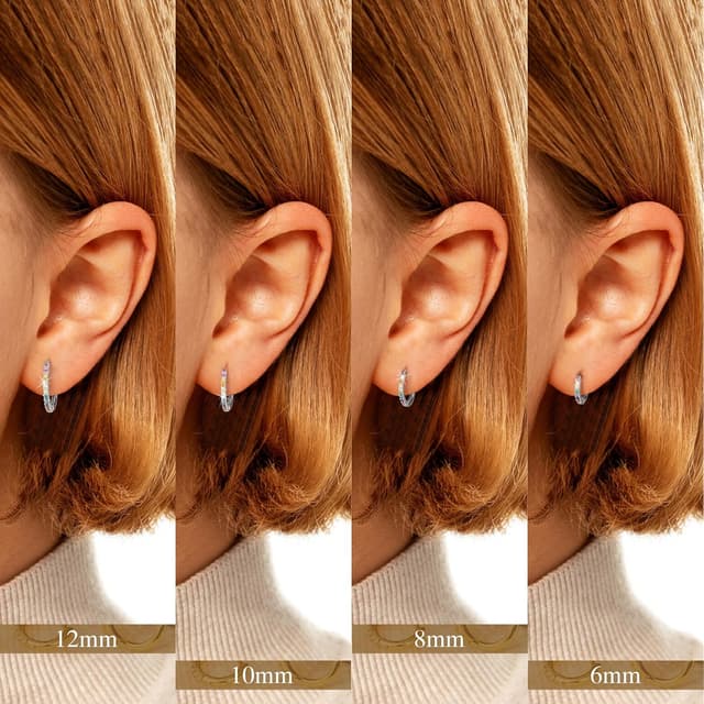 Thumbnail 4 de Nelytiya 4 Paar Creolen aus 925er Silber mit Zirkonia (7/8/9/10 mm) – hypoallergenes Set für Damen