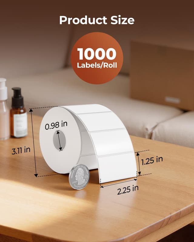 Detalle 2 de MUNBYN 57mm x 32mm thermal shipping labels 1000