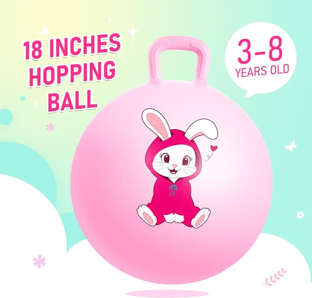 Detalle de U&C Planet 18 Inch Space Hopper Jumping Ball with Handle (with Pump) for Kids 3–8