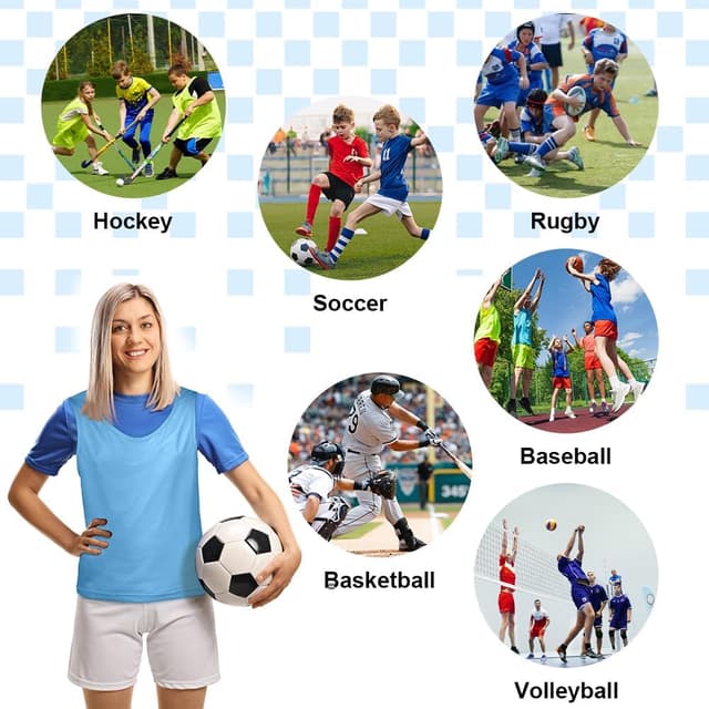 Thumbnail 6 de AUYAO Pettorine da allenamento in rete (6 gilet) per calcio, basket e pallavolo