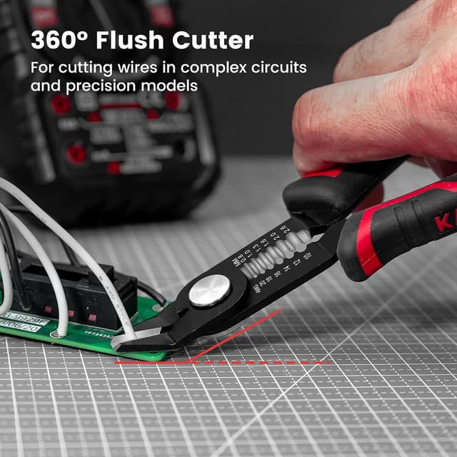 Detalle de KAIWEETS Wire Cutter 5.0 inch – 2-in-1 side cutter for 10–20 AWG stranded wire
