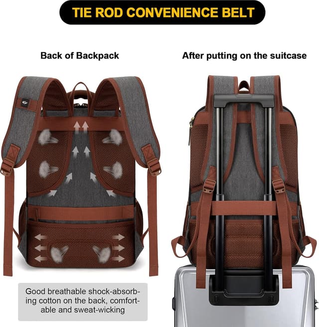 Detalle de Tzowla canvas laptop backpack (15.6 inch) with USB charging port – dark grey