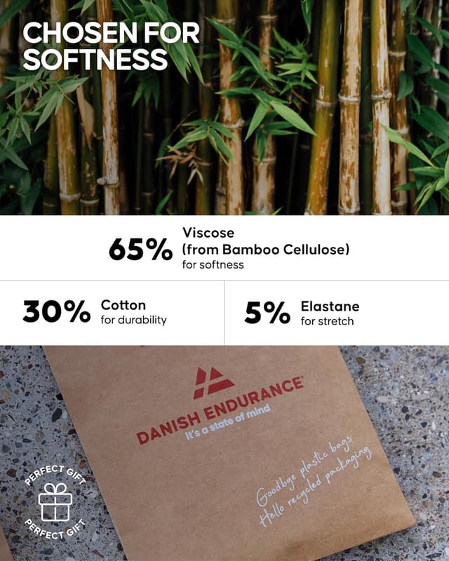 Detalle de DANISH ENDURANCE men’s bamboo boxers (soft, breathable, tagless) – 6 or 10 pack