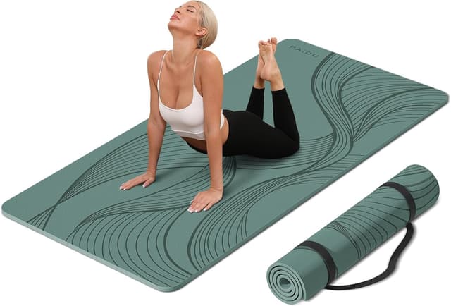 Detalle de PAIDU Large Yoga Mat (72 x 36 x 0.4 in) Extra Wide, 10 mm Thick, Non-Slip POE Exercise Mat