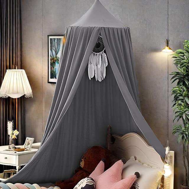 Detalle de Kinder Himmelbett Baldachin Grau, 280 cm