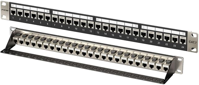 Detalle de FGB 1U Patchpanel mit 24 Anschlüssen, Cat7 geschirmte Keystone-Koppler (10 Gbps) für 19-Zoll-Rack oder Wandmontage
