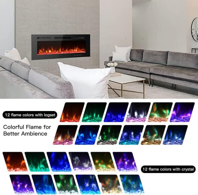 Detalle 2 de M.C.Haus Ultra-Thin Electric Fireplace (102cm) with Low-Noise Heater, 12 Flame & Breath Colours, Touch + Remote