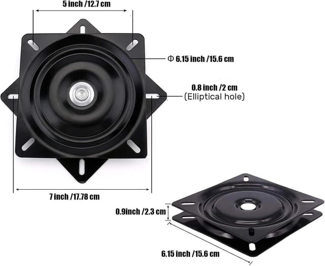 Detalle 2 de Plateau tournant universel LZYKJGS 360° en acier, pour meubles métalliques (156 x 156 x 23 mm)