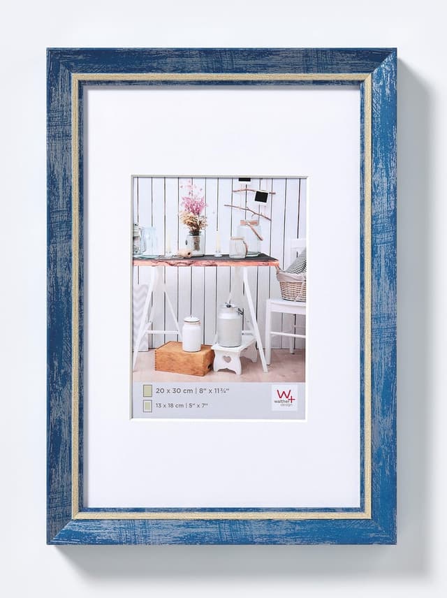 Detalle de Walther Design Cadre photo Bleu 15 x 20 cm avec passe-partout EL520L