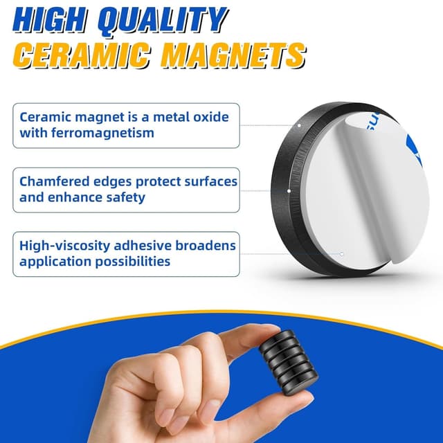 Thumbnail 6 de Grtard 100 Pack Ceramic Magnets for Crafts (small round disc magnets with adhesive backing)