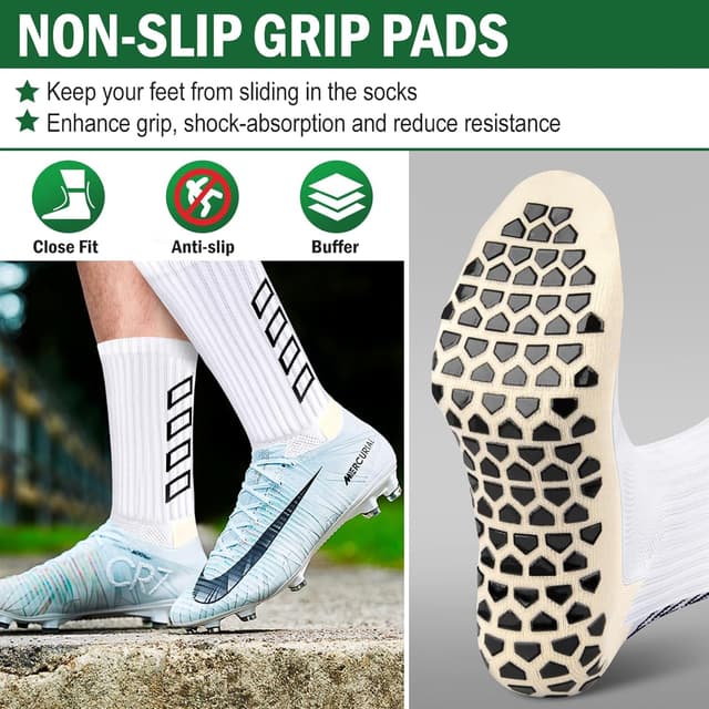 Detalle 2 de ENONEO Calze da calcio antiscivolo al calcio, cotone traspirante e grip per uomo 37-45