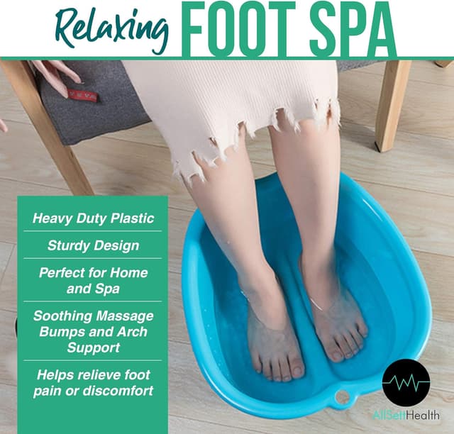 Detalle 2 de AllSett Health Foot Soaking Bath Basin (Large, Blue) for Home Spa Pedicures