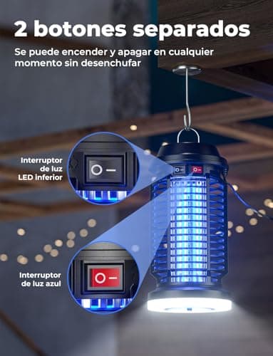 Detalle de YISSVIC Lámpara antimosquitos eléctrica 4200V + 15W UV 365 nm IPX4 (interior y exterior)