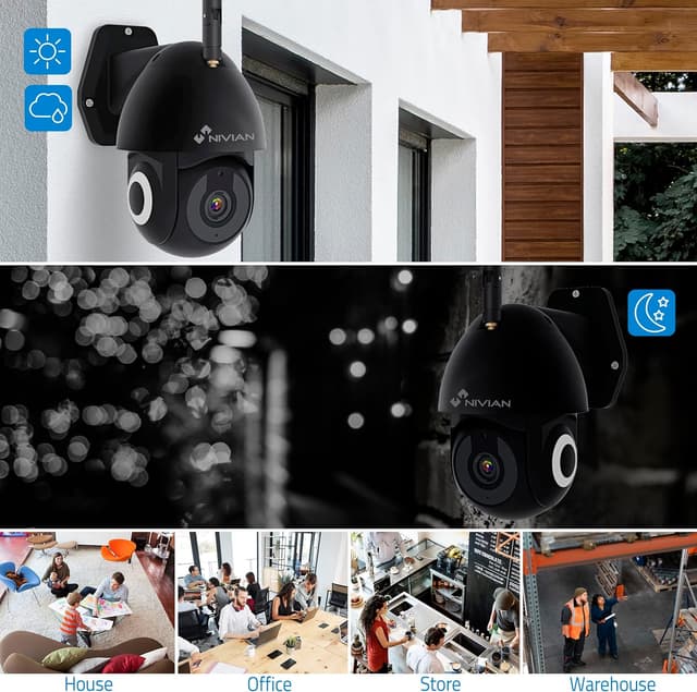 Detalle 2 de NIVIAN Caméra PTZ 2K avec détection humain, 10 m