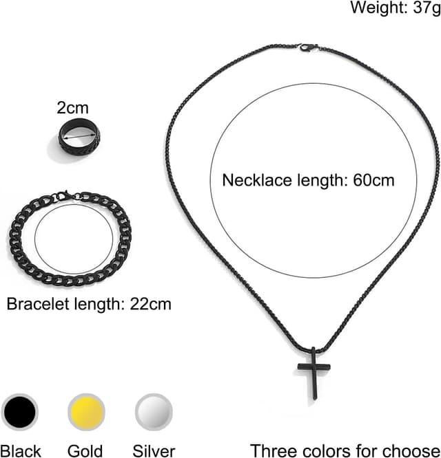 Detalle de YOSKAEDI Herren Königskette Set 3-teilig
