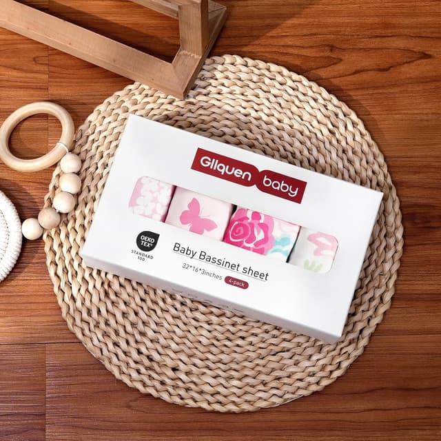 Thumbnail 6 de GLLQUEN BABY lot de 4 draps-housses pour couffin, microfibre Oeko-tex 100