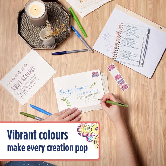 Detalle de Paper Mate Flair Felt Tip Pens (0.7 mm) – Medium Point Retro Assorted Set, 16 Count