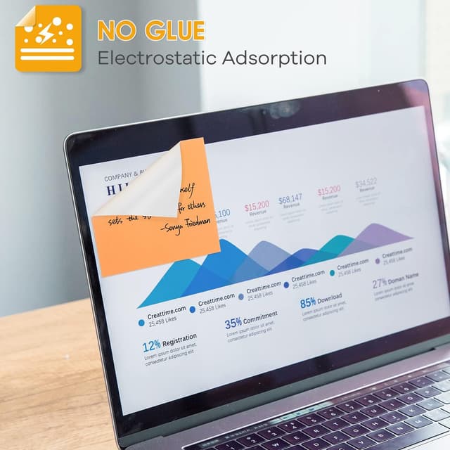 Detalle 2 de Elektrostatisch selbstklebende & magnetische Haftnotizen (76 x 76 mm) – 480 Blatt in 6 Farben