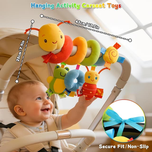Thumbnail 6 de YELUFT Spiral Pram Toys: wrap-around hanging activity rattle for car seat & pram (0–12 months)