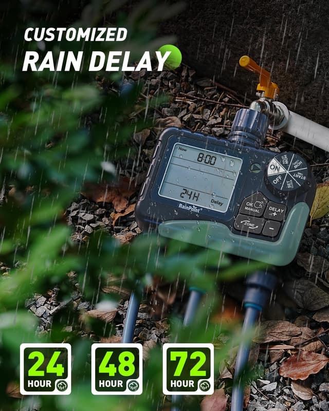 Detalle de RAINPOINT centralina irrigazione con 3 uscite indipendenti e timer automatico (display LCD)