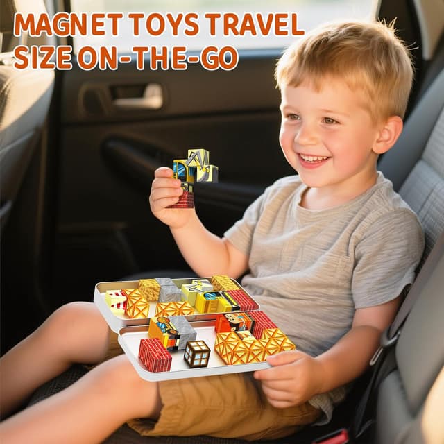 Detalle 2 de STEM MATCH magnetische Bausteine im Reise-Set (Eisenbox) – 35-teilig, für Kinder ab 3 Jahren