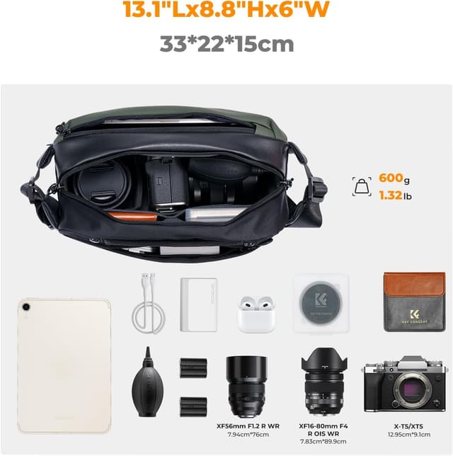 Detalle 2 de K&F CONCEPT 2-in-1 Sling Bag 1 for DSLR camera