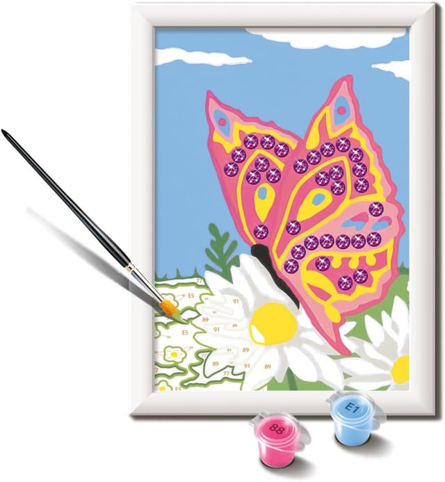 Detalle de Ravensburger CreArt Farfalla scintillante – Dipingere con i Numeri per Bambini 7+ anni, kit pittura 14 x 19 cm