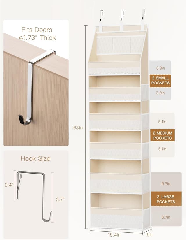 Detalle 2 de Criusia Over the Door Organizer 6-Shelf