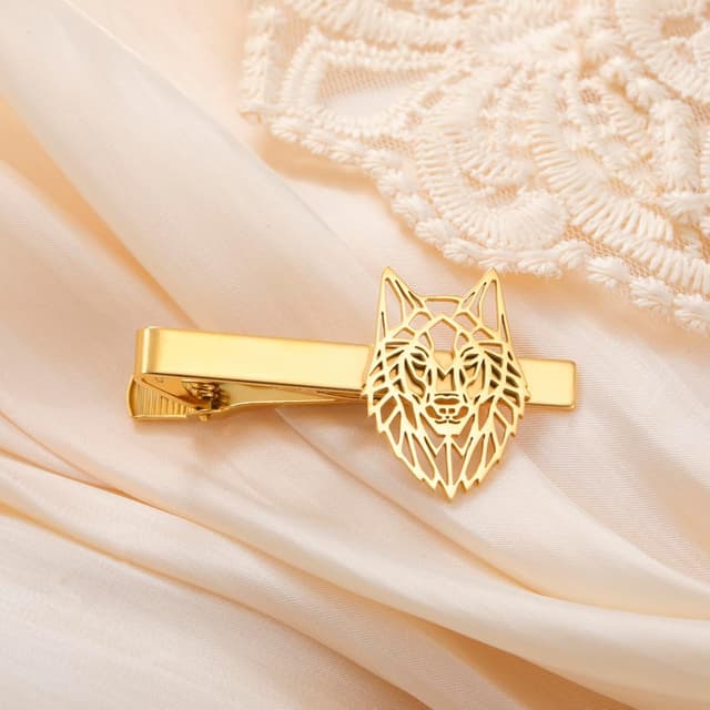 Detalle 2 de Dreamtimes Wolfskopf-Krawattenklammer im Wikinger-/Gothic-Design aus Edelstahl