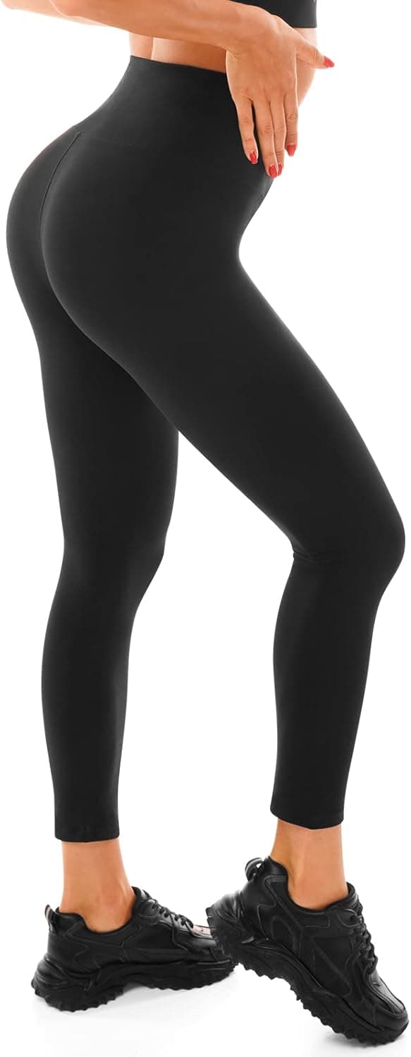 Detalle de Walifrey high-waisted black gym leggings for women (opaque, squat-friendly)