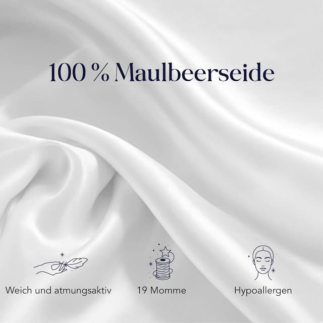 Detalle de Kissenbezüge Seide 80x80 cm (19 Momme), 100% Maulbeerseide, doppelseitig – weiß