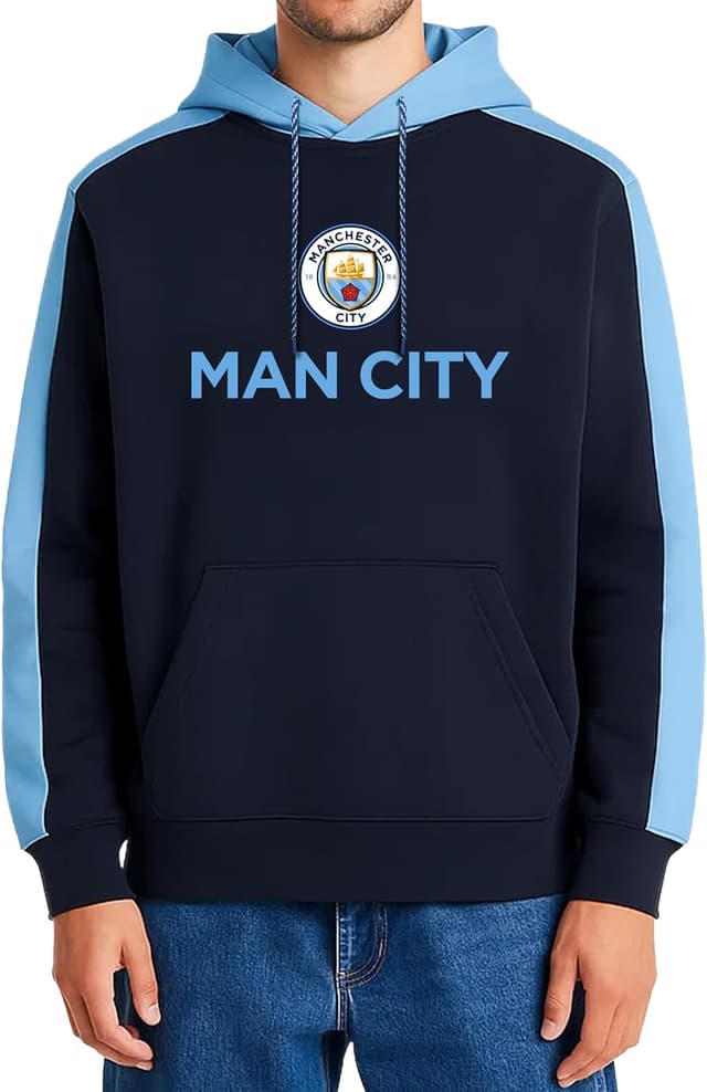 Detalle de Icon Sports Officially Licensed Manchester City FC Pullover Hoodie (Unisex) — Sky Blues team spirit