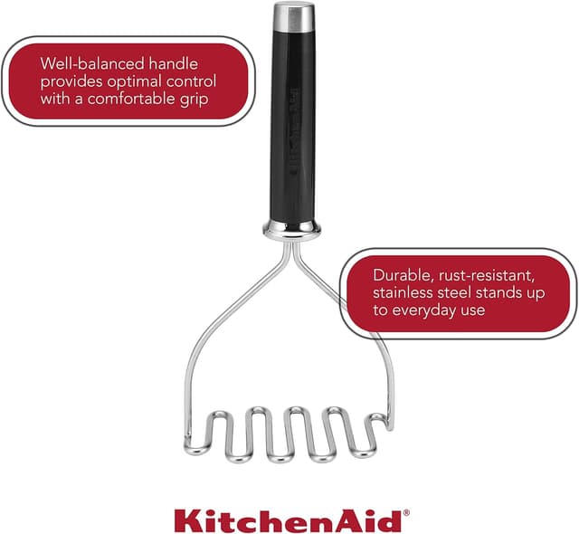 Detalle de KitchenAid Gourmet Stainless Steel Wire Masher (10.24-Inch) in Black