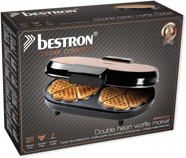 Thumbnail 3 de BESTRON Piastra doppia waffle 1200 Watt rame