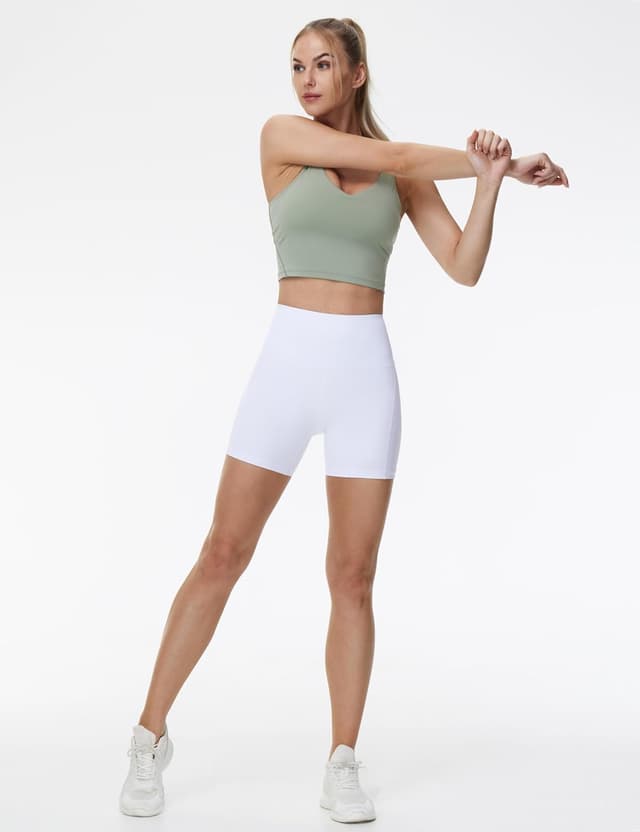 Detalle 2 de THE GYM PEOPLE Short de compression taille haute pour femme – contrôle du ventre