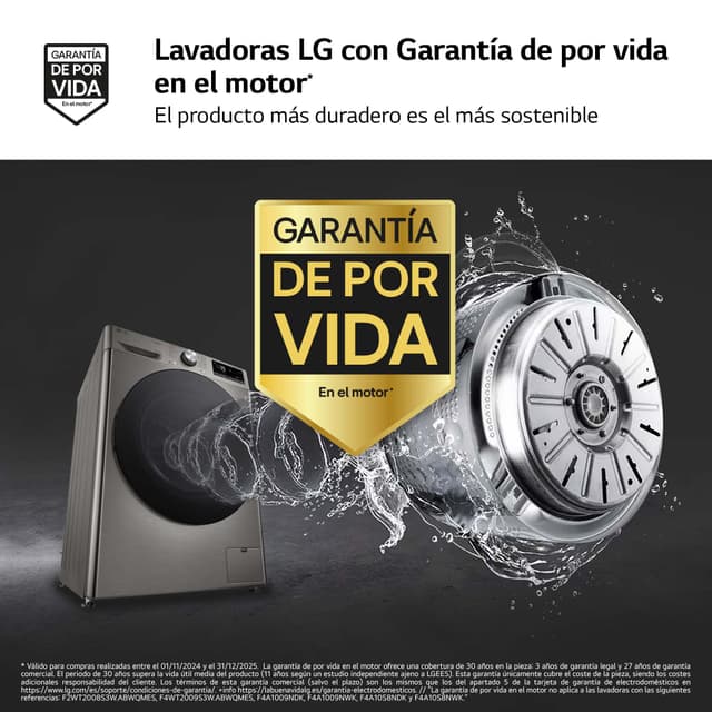 Detalle de LG Lavadora secadora 11 kg lavado 1400 rpm