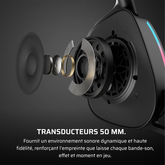 Detalle 1 de Casque gaming sans fil Corsair VOID v2 Carbon avec Bluetooth et Dolby Atmos