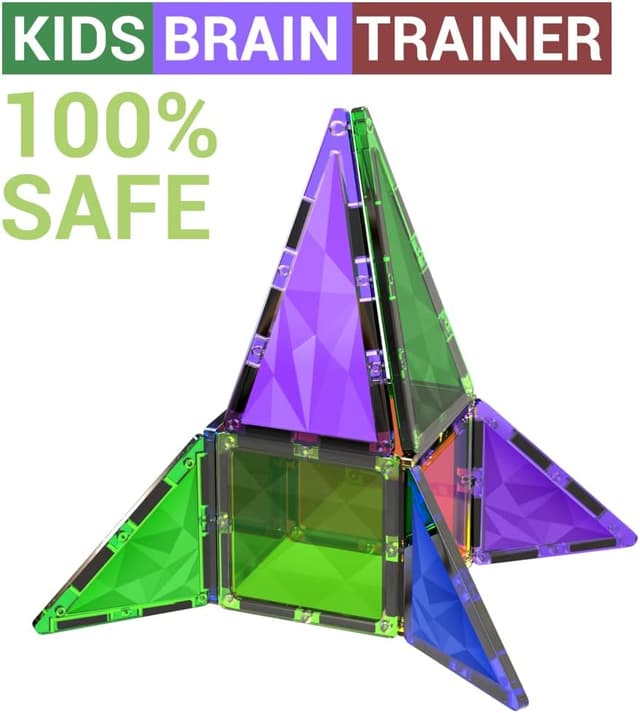 Detalle de Gioco di Blocchi di Costruzione Magnetici con tessere magnetiche STEM Montessori, 42 pezzi (3+ anni)