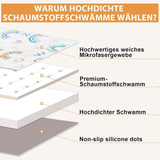 Detalle de OUUTMEE Baby Krabbelmatte 127 x 127 x 2 cm faltbar (50 x 50 Zoll) mit Regenbogen-Motiv