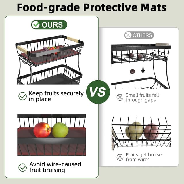 Thumbnail 3 de Fournine 2 Tier Fruit Bowl with 2 Banana Hangers ๐