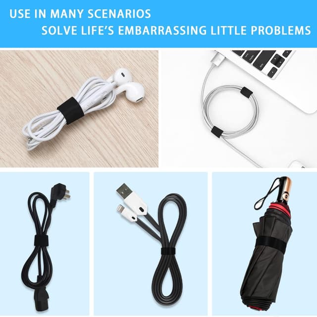 Detalle de Gemi 20 m Klettband (20 mm) als Kabelbinder, zuschneidbar und wiederverwendbar – schwarz