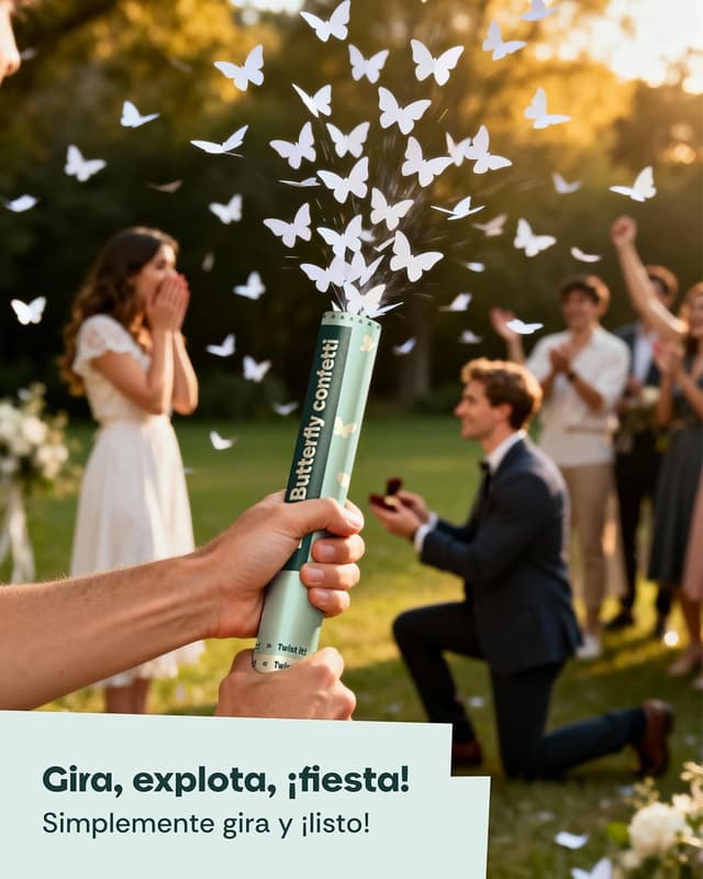 Thumbnail 5 de Cañones de confeti mariposas blancas 5 unidades