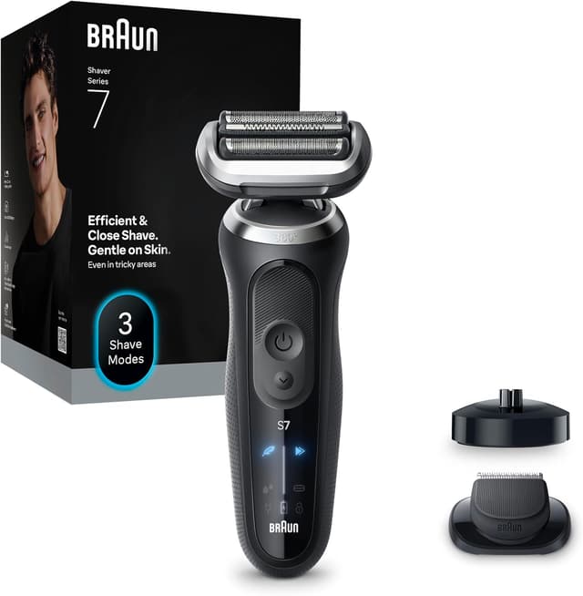 Detalle de Braun Rasoir électrique homme Series 7 72-N4200cs noir — étanche, lames flexibles et tondeuse de précision