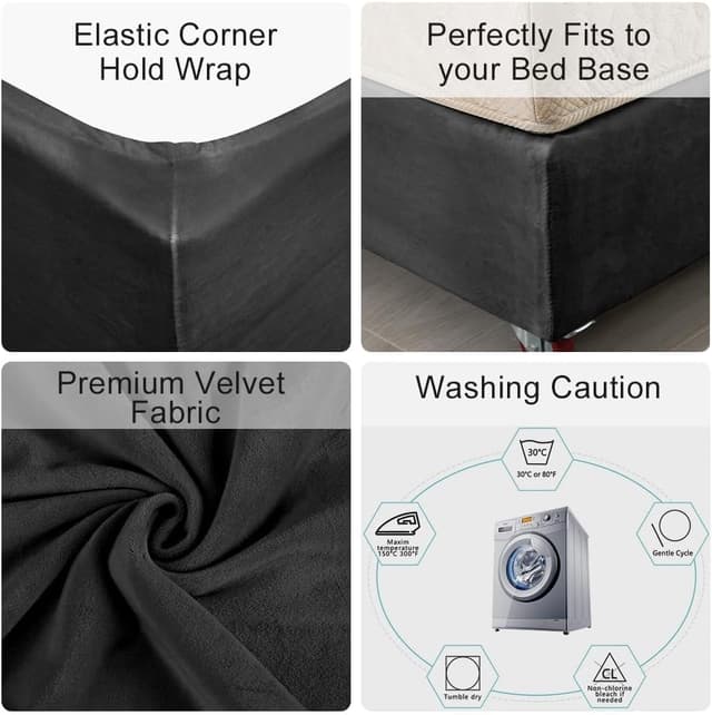 Detalle de DUJUIKE mantovana in velluto riccio per divano letto, coprigiroletto elasticizzato (larghezza letto singolo 90–100 cm) – nero