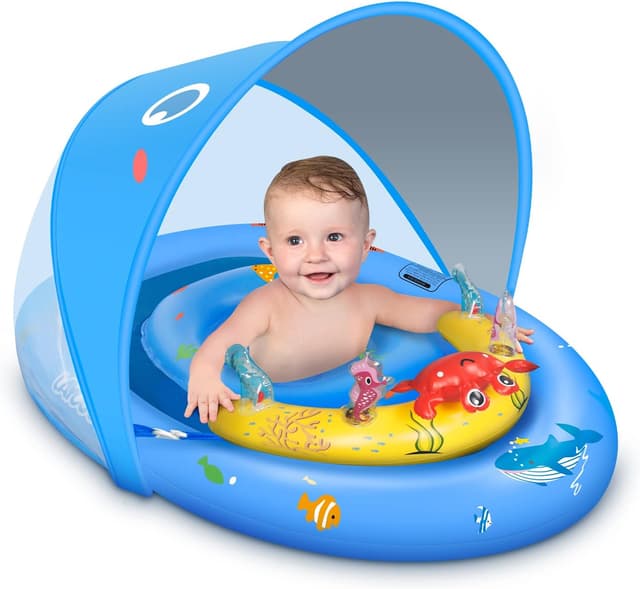 Detalle de LAYCOL Baby Pool Float with Canopy (UPF50+) with 120° Adjustable Sun Protection